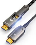 Highwings 8K Fiber Optic HDMI 2.1 Cable Long with Dual Micro HDMI and Standard HDMI Connectors, Detachable High Speed 48Gbps Ultra HD Supports 8K 4K Compatible for Camera, PC, TV, 65Feet/20M Black
