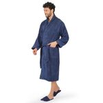 RANGOLI SOFT ABSORBENT DURABLE TOWELS 100% Cotton Premium Bathrobes,550 Gsm|Ultra-Soft,Lightweight&Highly Absorbent Luxurious Bath Gown/Bath Robe With Matching Slippers,Navy Blue