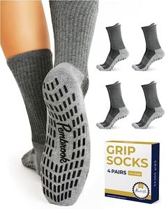 Pembrook 4 Pairs Crew Non Slip Socks - Gripper Socks for Men Women Husband Dad | Grip Socks Men | Non Slip Socks Men | Non Skid Socks for Men