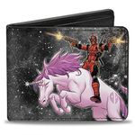 Buckle-Down Men's Pu Bifold Wallet, Multicolor Unicorn, 4.0" x 3.5"