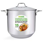 NutriChef Soup Pot with See Through Lid, Dishwasher Safe Stainless Steel Pot-18/8 Food Grade Heavy Duty Induction-Large, Stew, Simmering Se, 15-Quart Stock (NCSP16)