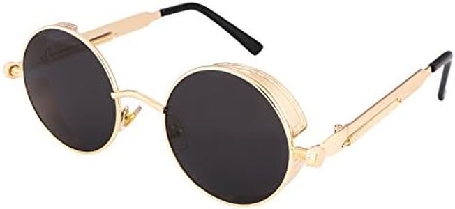 FEISEDY Retro Gothic Steampunk Sunglasses Round Metal Frame Punk Circle Inspired Shade Men B1857