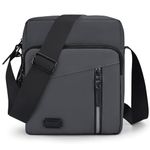 Tuaeccki Men's Shoulder Bag Large Messenger Bags Waterproof Crossbody Bags for Men with Adjustable Strap Casual Handbag Lightweight Travel Phone Bag with Multiple Pockets for School Working, Grey