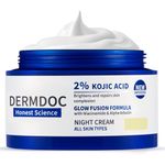 DERMDOC 2% Kojic Acid Night Cream (50g) | With Niacinamide & Alpha Arbutin | Face Moisturizer For Glowing & Brightening Skin | Reduces Dark Spots & Pigmentation | Minimizes Pores | Anti Aging