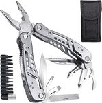 kroywen 24 in 1 Multi-function Plier Tools Made of Stainless Steel with 11 Screwdriver bits with Safety Hook, Bottle Opener, Multifunction Pliers for Outdoor Camping Backpacking Survival & Gifting.