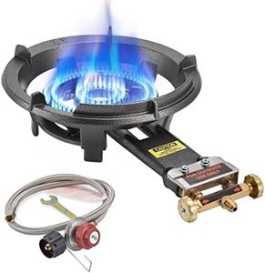 ARC Outdoor Propane Burner Stove, 13" Single Propane Burner, Cast Iron Portable Propane Burner With 0-20 PSI Adjustable Regulator And Stainless Steel Hose, Perfect For Outdoor Wok Burner