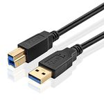 TNP USB 3.0 Cable A-Male to B-Male (3 FT) Type A to B Male SuperSpeed USB Adapter Connector Bi-Directional Extender Cord Wire Plug for Printer, Scanner, DAC, PC, Laptop, Mac - Black