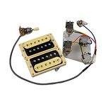 Guitar Pickups Humbucker Pickups Neck And Bridge Pickup 4C Wiring Harness Push-pull Single Cut Set For Gibson Epiphone Guitar Electric guitar pickups (Color : Zebra Yellow Frame)