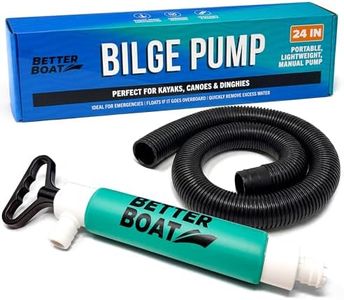 Manual Bilge Pump for Kayak Canoe Dinghy, Handheld Siphon Bailer with 24 Inch Hose, Floats if Dropped Overboard, Portable Hand Pump, Teal - Better Boat