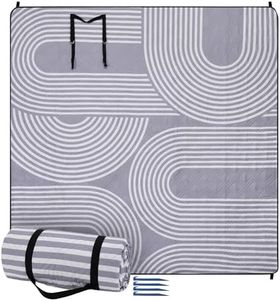 JEMIDI Picknickdecke 200x200 - Picknickdecke groß - Stranddecke XXL - Campingdecke - Picknickdecke wasserdicht - Picknick Decke - Badedecke - Waschbar und tragbar - Grau/weiß