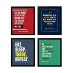 Hola Homes! Engineered Wood Motivational Quote Wall Frame With Poster, Stock Market Poster (Set of 4, Black), Poster For Traders, Trading Quotes Wall Frame, Size - 8 X 10 (Style 3)