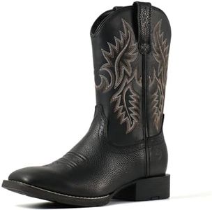SUREWAY Cowboy Boots For Men - Mens Sport Wide Square Toe Western Boot,Oil/Slip Resistant,Durable Fashionable Classic Pull on 10 Inch Wellington Boots - Soft Toe
