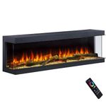 Endeavour Fires Deluxe Rosedale 3-Sided Media Wall Electric Fireplace, Smart Wi-Fi App & Remote Control, Fire Crackling Audio, Black Reflective Mirror, LED Log Set, 1.5kW Heater (70'')