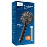 Philips Water Filtration Showerhead, Protection for Hair & Skin, Effectively removes Chlorine and Other Large Particles, Three Spray Modes, 1 Month Filter Capacity, Black