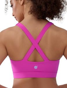Cordaw Pickleball Sports Bras for Women High Support, Molded Cup Crisscross Back High Impact Workout Yoga Bra Pink M