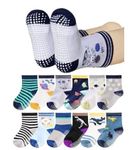 TEDDYIFY Cotton Non Slip Kids Toddler Regular Socks With Grip, Assorted Prints, Crew Regular Socks For Babies To Toddlers, Anti Skid Regular Socks, Crawling Regular Socks With Grippers (3-4 Years, 6)