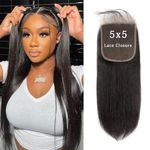 DUAUJUIU Closure Human Hair 100% Brazilian Human Hair 5x5 Transparent Lace Closure Human Hair for Women Straight Lace Closure Virgin Hair Lace Closure 20 Inch