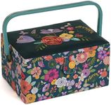 Hobby Gift Exclusive Medium Sewing Storage Box - Embroidered Flower Garden