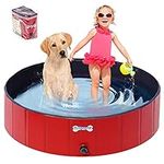 V-HANVER Dog Pool Pets Bathing Tub Plastic Wading Kiddie Pool for Medium and Large Dogs Kids - Portable Foldable Collapsible, 47 X 12 inch