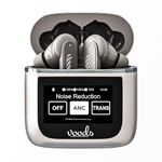 Voods TWS Airbuds, Ultra Touch Display True Wireless Earbuds with 70H Playback Time, LCD Screen Case, ENC+ ANC for Clear Calling, Gaming Earbuds, Fast Charging, IP65,13 mm Drivers, BT-5.3V (Beige)