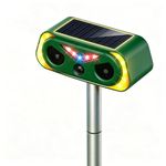 Cat Repellent for Gardens uk, Ip65 Waterproof Solar Powered Cat Repellent Ultrasonic Cat Scarers for Gardens with LED Light & PIR Sensor, for Cats Foxes Squirrels Rabbits Dogs