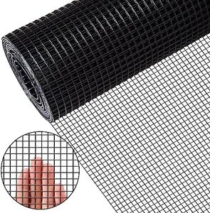 Zevemomo 36" x 50' 1/4inch Hardware Cloth Vinyl Coated Chicken Wire Fence Galvanized Welded Mesh Roll for Home Garden Rabbit Cage, Black-PVC