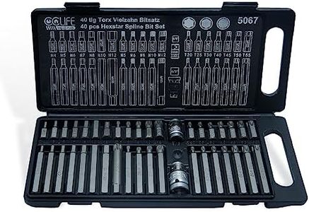 CCLIFE 40pcs Jeu d'embouts douille torx,XZN M5 M6 M8 M10 M12,hexagonal H4-H12/spline T20-T55 avec Adaptateur 1/2' 3/8'