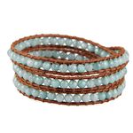 KELITCH Jade Beads Bracelets Original Leather 3 Wrap Bracelets Handmade Top Jewelry