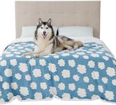 Lesure Waterproof Dog Blanket for Large Dogs - Washable Double Sided Dog Blankets with Warm Jacquard Shag and Soft Sherpa Fleece, Pet Cat Blanket for Queen Bed Protection, 3D Textured Cloud, Blue