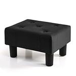 BRIAN & DANY Small Footstool Ottoman, Velvet Wooden Foot Stool Ottoman with Plastics Legs, Sofa Footrest Extra Seating for Living Room Entryway Office, Black