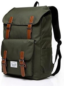 Backpack for Men Women,Vaschy Vintage Large Laptop Backpack Casual School Daypack Lightweight Camping Rucksack Travel Backpack Bookbag with15.6in Laptop Sleeve Green