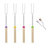 Halit 4Pcs Marshmallow Toasting Forks Kit, Telescoping Smores Sticks for Fire Pit, Extending Stainless Steel U-Shape Marshmallow Sticks for Open Fire Pits Campfire Camping