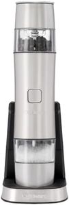Cuisinart Moulin à sel et à poivre électrique - Moulin à assaisonnement rechargeable - Aucune pile requise, chargement en 20 minutes - Capuchon doseur - Réglages de mouture ajustables - Argent