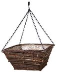 Panacea 88646 Rattan Square Hanging Basket, Black, 12-Inch