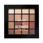 NYX Professional Makeup Ultimate Shadow Palette, 16 Vibrant True-To-Pan Eyeshadow Shades, Metallics, Shimmers, Colours and Nudes in Pressed Pigments, Vegan Formula, Warm Neutrals, 0.8 g