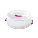 Metaltex Adjustable Cake Carrier - Baking Accessories and Storage - White/Pink, 36 x 36 x 22 Centimetres