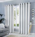 Fusion White W66 x L90 Eyelet Curtains-100 Bedroom/Living Room Door Curtain-Thermal Drapes/Window Treatment-Sorbonne Collection, Cotton, Polyester, 66" Width x 90" Drop (168 x 229cm)