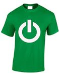 Crown Designs On Off Power Sign Cool Funky Geek Nerd for Men & Teenagers T-Shirts Tops - Green/Large