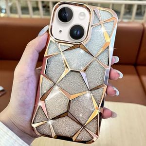 Coalbooliy Funda para Apple iPhone 14/iPhone 13 6,1", Chapado de Lujo con Purpurina Degradado Cover, Glitter Transparente de Silicona TPU Suave para Mujeres y Niñas Case para iPhone 14, Oro