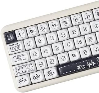 DYE-SYB – Touches PBT noires et blanches, profil MOA, 130 touches minimalistes pour clavier mécanique Mx Cherry 61/64/84/87/104/108 (lapin blanc)