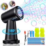 Automatic Bubble Machine, Portable 90°/180° Rotating Bubble Blower Machine 20000+ Bubbles Per/Min Bubble Maker Rechargeable Bubble Toys with LED Light for Kids Outdoor Parties Wedding Boys Girls
