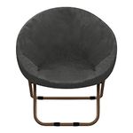 GAMUKAI Stretchy Velvet Saucer Chair Slipcover,Removable Round Velvet Moon Chair Cover Furniture Protector for Living Room (Grey, Large)