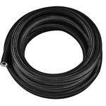 6AN 20 Ft Universal Braided Stainless Steel CPE Oil Gas Fuel Line Filler Feed Hose Ends Kit (Black)