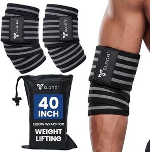 SLANA Elbow Wraps for Weightlifting – 40” Long Adjustable Compression - Elbow Sleeves Weightlifting Men with Hook-and-Loop Closure – Support for Heavy Pressing, Strength Training & Lifting Stability