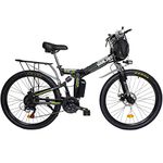 AKEZ 26" Electric Folding Bikes for Adults Men Women,Folding Electric Mountain Bikes Bicycle,E-Bikes for Men All Terrain with 48V 10Ah Removable Lithium Battery and Shimano 21 Speed Gears