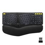 DELUX Wireless Ergonomic Split Keyboard with Backlit and Palm Rest for Natural Typing and Reduce Hands Pain, 2.4G Wireless and Bluetooth, Scissor Switch, for Windows and Mac (GM902Pro-Black)