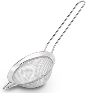 D Fine Mesh Strainer, Stainless Steel Sieve Sifter with Handle, Small Metal Strainer for Loose Tea, Juice, Drink, Herbs, Mini Sifter for Flour, Matcha, Kitchen, Baking, 3-Inch (8x3, Silver)