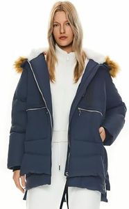 Orolay Women's Thickened Down Jacket Winter Hooded Coat with Faux Fur Trim Navy 5X