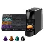 Nespresso Essenza Mini Coffee Machine (Black) with 4 Coffee Sleeves| One-Touch Brewing | 40ml Espresso & 110ml Lungo |Compact Coffee Machine for Home | 2 Years Warranty | Authorized Distributor
