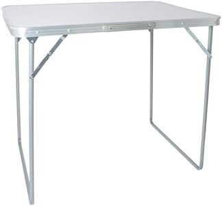 Harbour Housewares Folding Metal Camping Table - White - 80cm x 60cm - Small Portable Outdoor Foldable Trestle Tables for BBQ, Garden Dining, Picnic